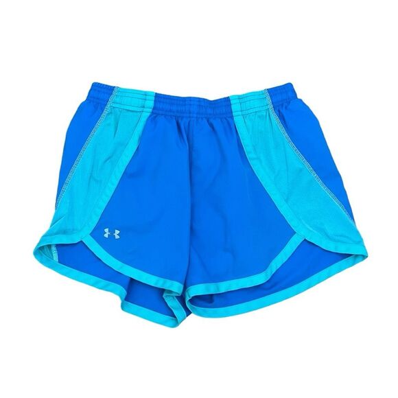 Under Armour Fly-By 2.0 Running Shorts Royal Blue Teal Green Nylon Athletic S - Picture 1 of 4